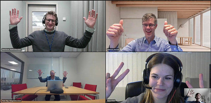 De glada vinnarna i laget Avfallsdetektiverna av eSam hackaton.